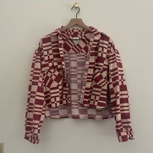BDG Urban Outfitters Flannel Cropped Checkered Red Pink Small S